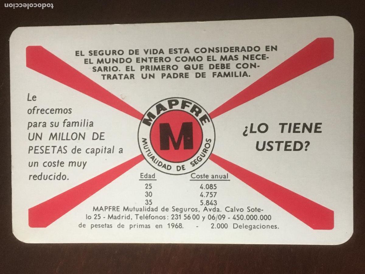 Coleccionismo Calendarios: fournier mapfre calendario original 1969 perfecto estado
