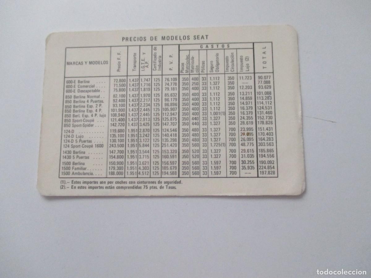 Coleccionismo calendarios: ANTIGUOS CALENDARIOS DE BOLSILLO-MODELO SEAT