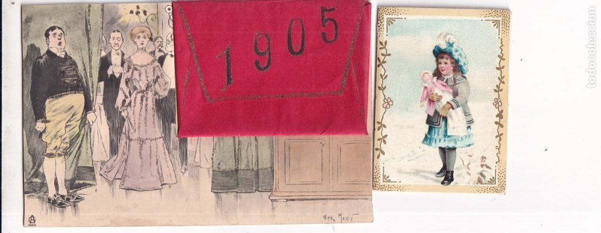 Coleccionismo calendarios: Curiosa postal con calendario de 1905 - Foto 1