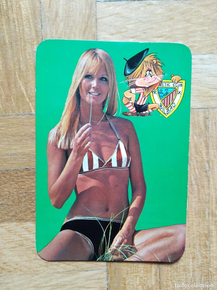 Coleccionismo calendarios: CALENDARIO SERIADO DEL FUTBOL. CHICA CON ESCUDO DEL ATHLETIC CLUB BILBAO A&Ntilde;O 1975 VER