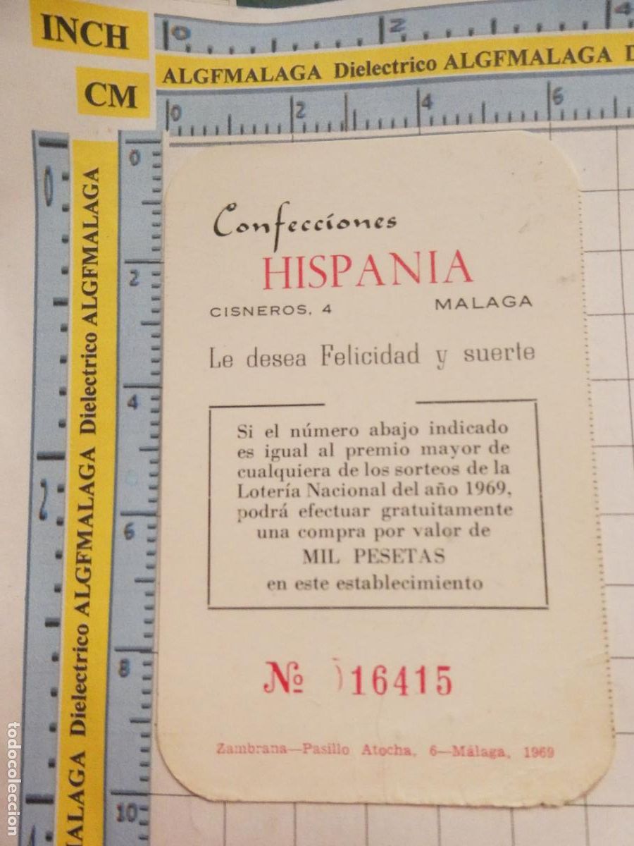 Collezionismo Calendari: CALENDARIO DE BOLSILLO A&Ntilde;O 1969 CONFECCIONES HISPANIA M&Aacute;LAGA. 414