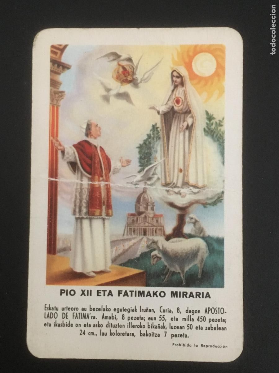 Collectables Calendars: fournier pio XII eta fatimako miraria 1960 calendario original