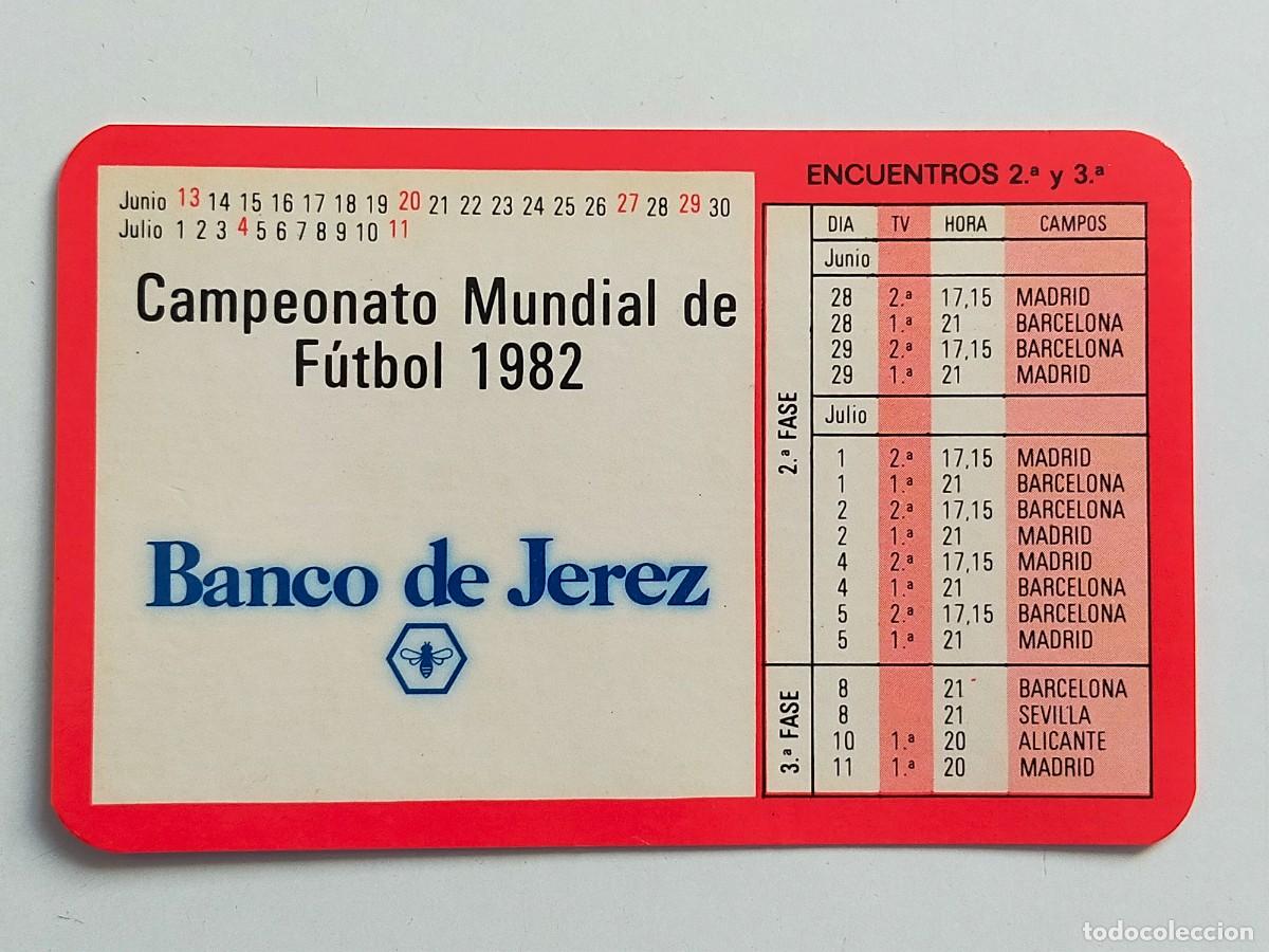 Coleccionismo Calendarios: Calendario de bolsillo: MUNDIAL DE ESPA&Ntilde;A 1982 - BANCO DE JEREZ (Programa de Partidos)