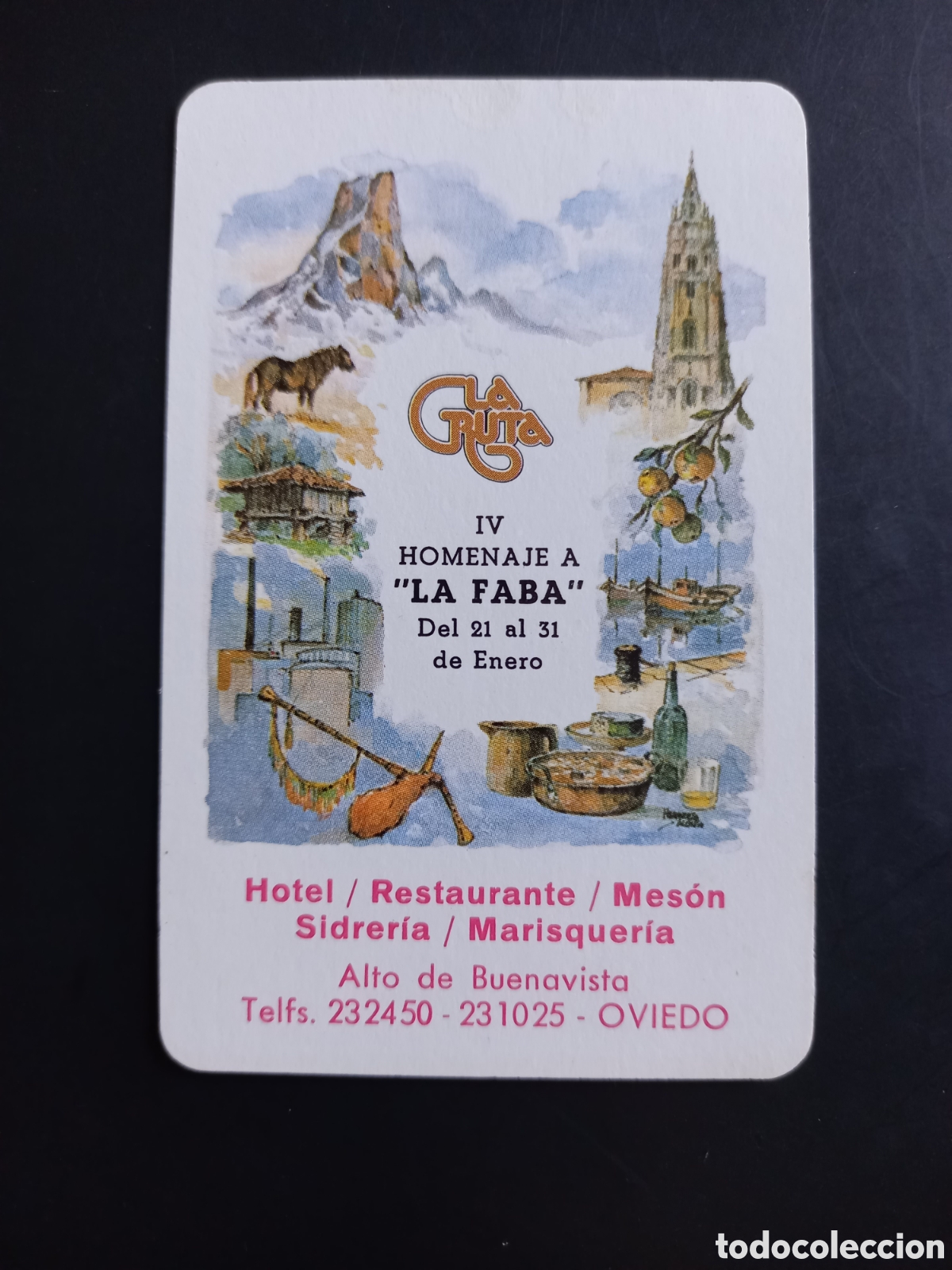 Coleccionismo calendarios: CALENDARIO DE BOLSILLO A&Ntilde;O 1986 - H. FOURNIER. LA GRUTA IV HOMENAJE A LA FABA (OVIEDO)
