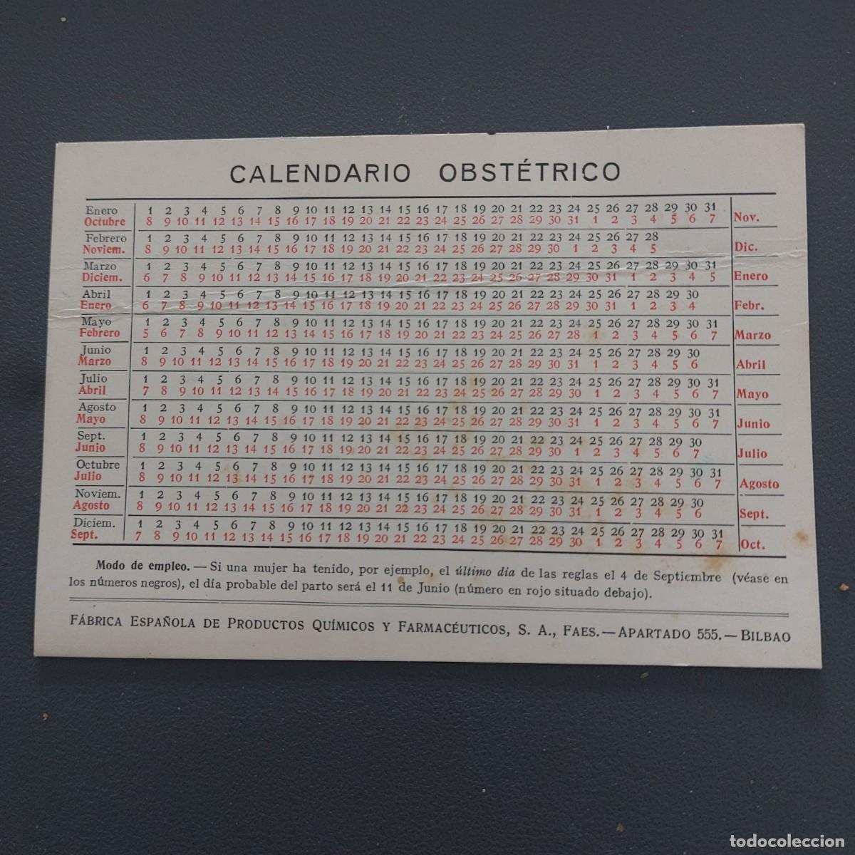 Coleccionismo Calendarios: Calendario obst&eacute;trico Faes - 1944