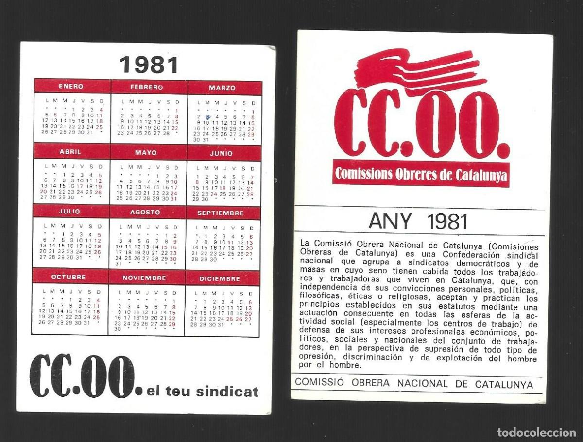 Coleccionismo Calendarios: 1 calendario de bolsillo CC.00 EL TEU SINDICAT antiguo 1981 4/11