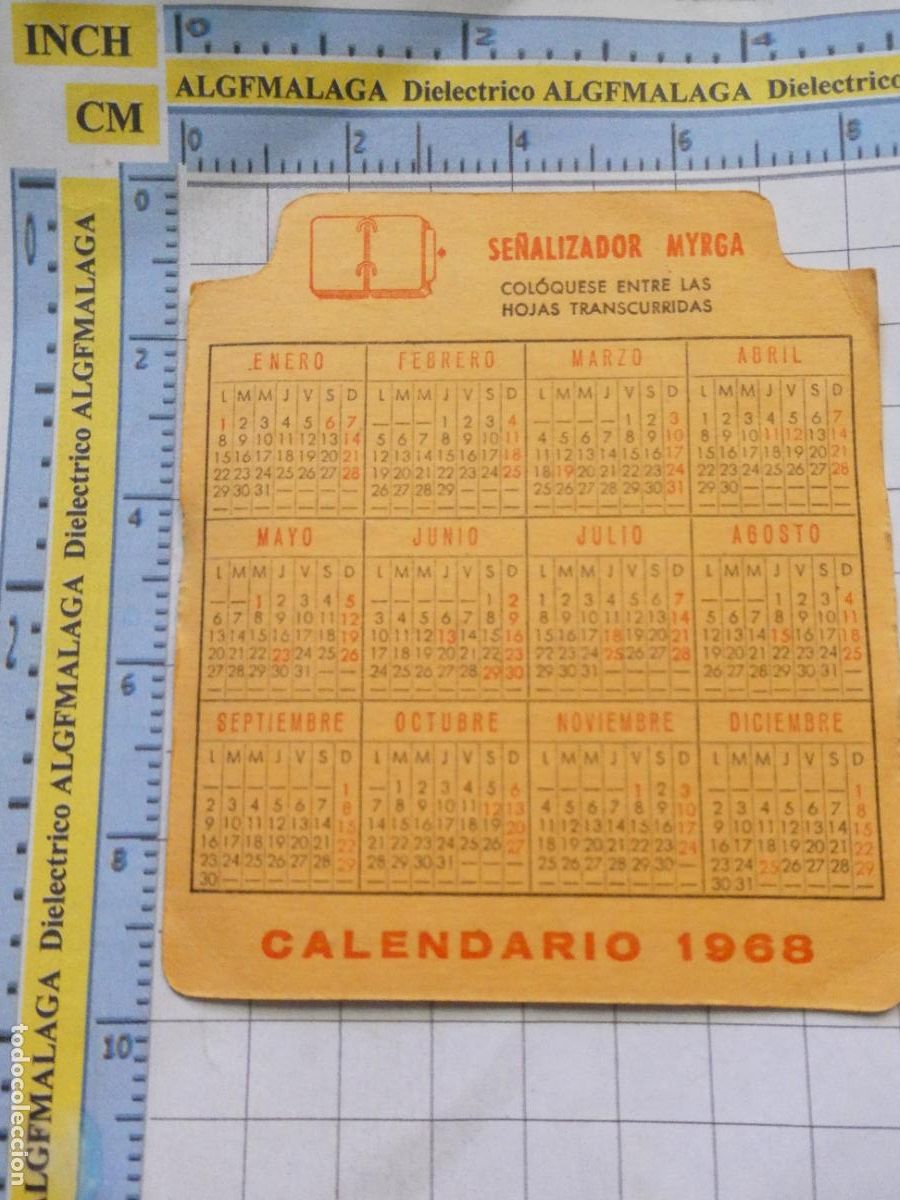 Colecionismo Calend&aacute;rios: CALENDARIO DE BOLSILLO. A&Ntilde;O 1968. MYRGA PRODUCCIONES BARCELONA. 533