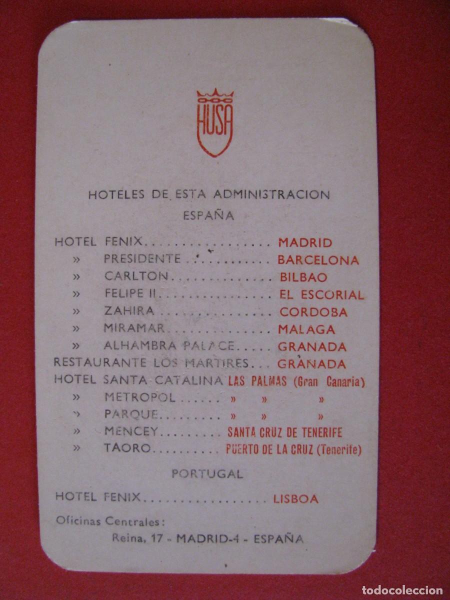 Colecionismo Calend&aacute;rios: CALENDARIO DE BOLSILLO. HOTELES HUSA 1965.