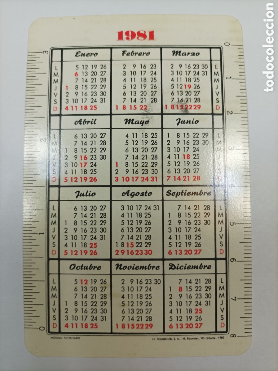 Coleccionismo calendarios: EDICIONES QUESADA. 1981. CALENDARIO FOURNIER. - Foto 2