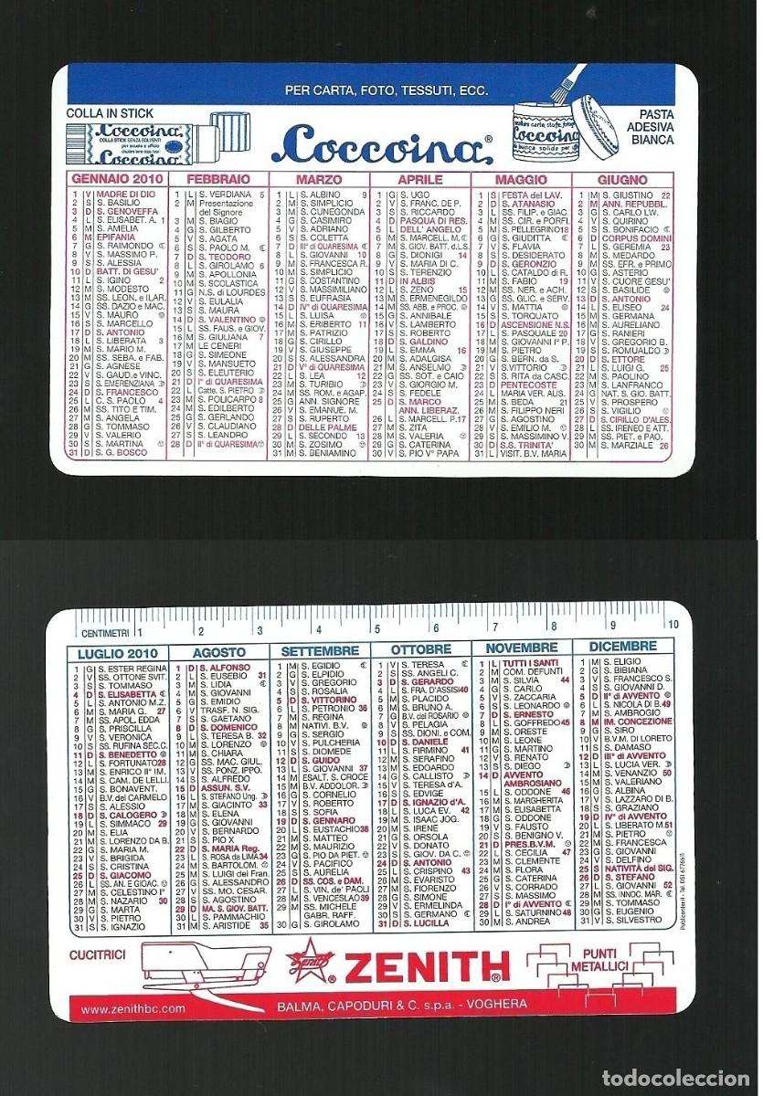 Coleccionismo calendarios: Calendarietto Pubblicitario 2010 - Coccoina e Zenith