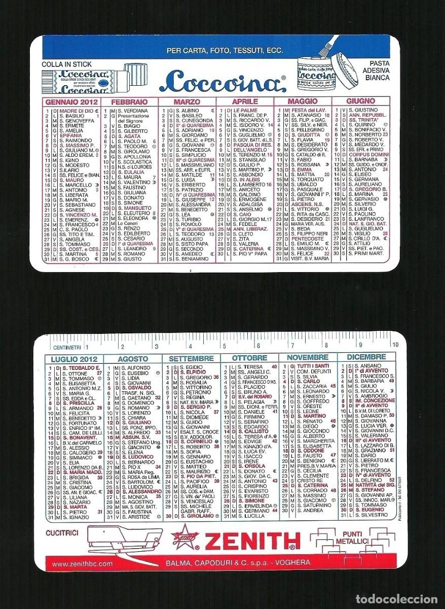 Coleccionismo calendarios: Calendarietto Pubblicitario 2012 - Coccoina e Zenith