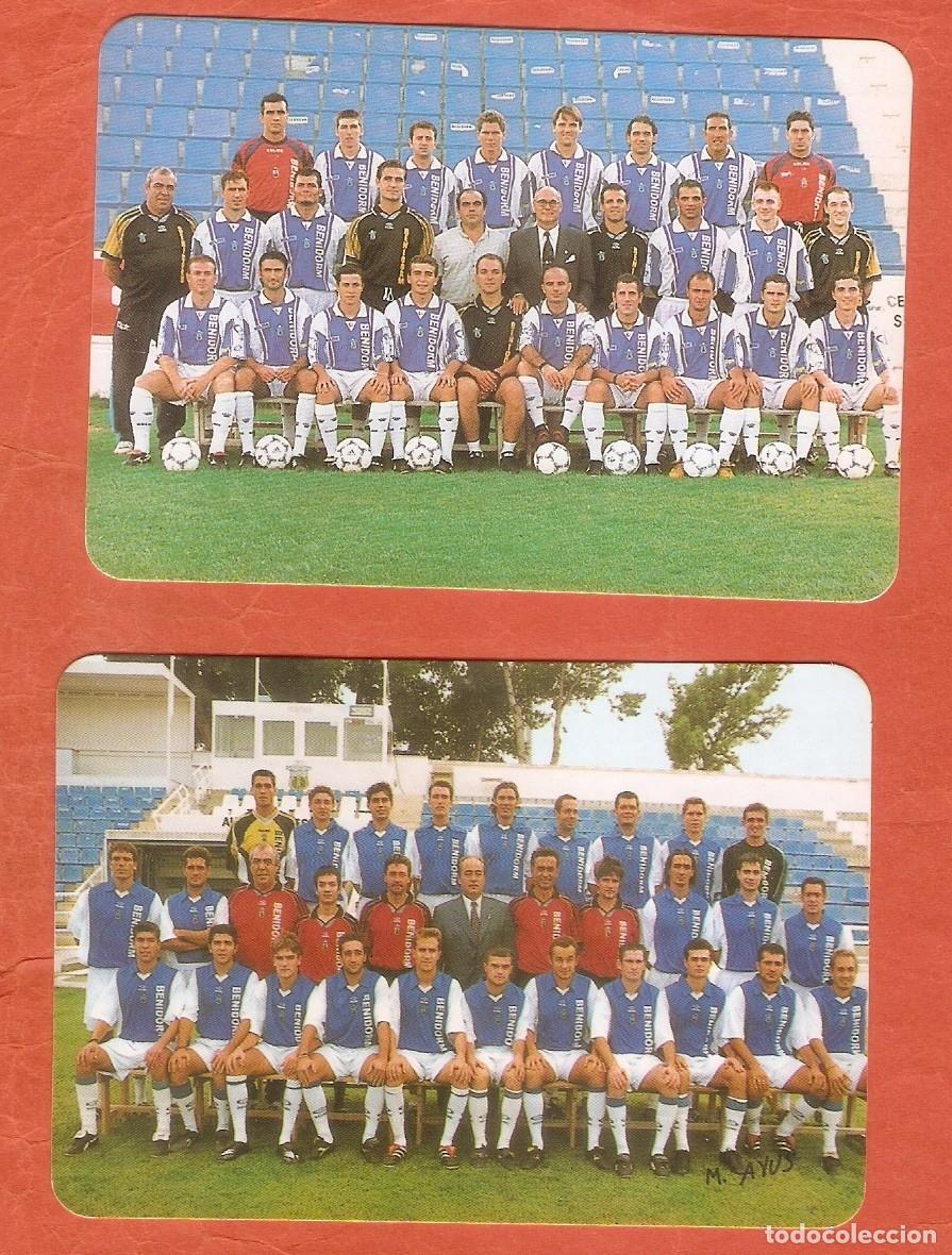 Coleccionismo Calendarios: 2 CALENDARIOS DE BOLSILLO A&Ntilde;OS 2000 Y 2002 F&Uacute;TBOL - BENIDORM - PUBLICIDAD BAR - VER FOTO REVERSOS