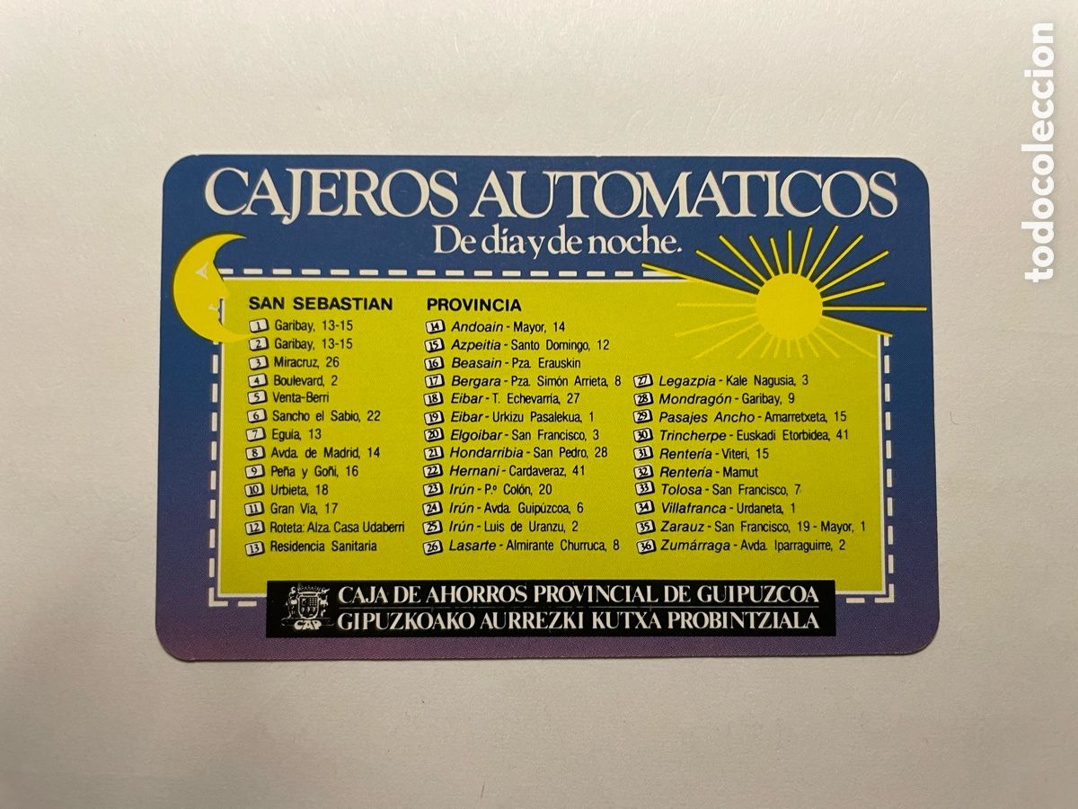 Sammeln von Kalendern: calendario Fournier 1983, Caja Ahorros Provincial de Guip&uacute;zcoa