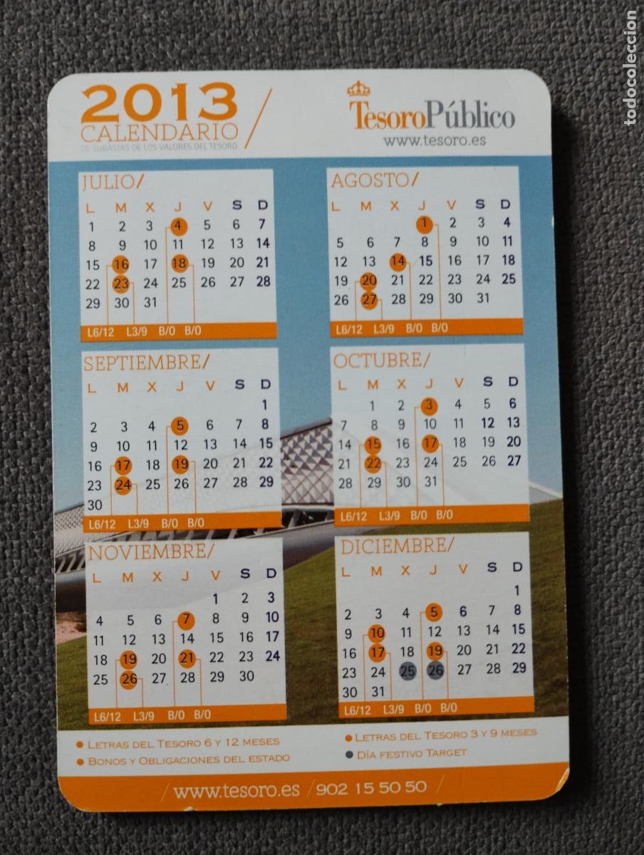 Collectables Calendars: Calendario de bolsillo 2013. Calendario Tesoro P&uacute;blico.