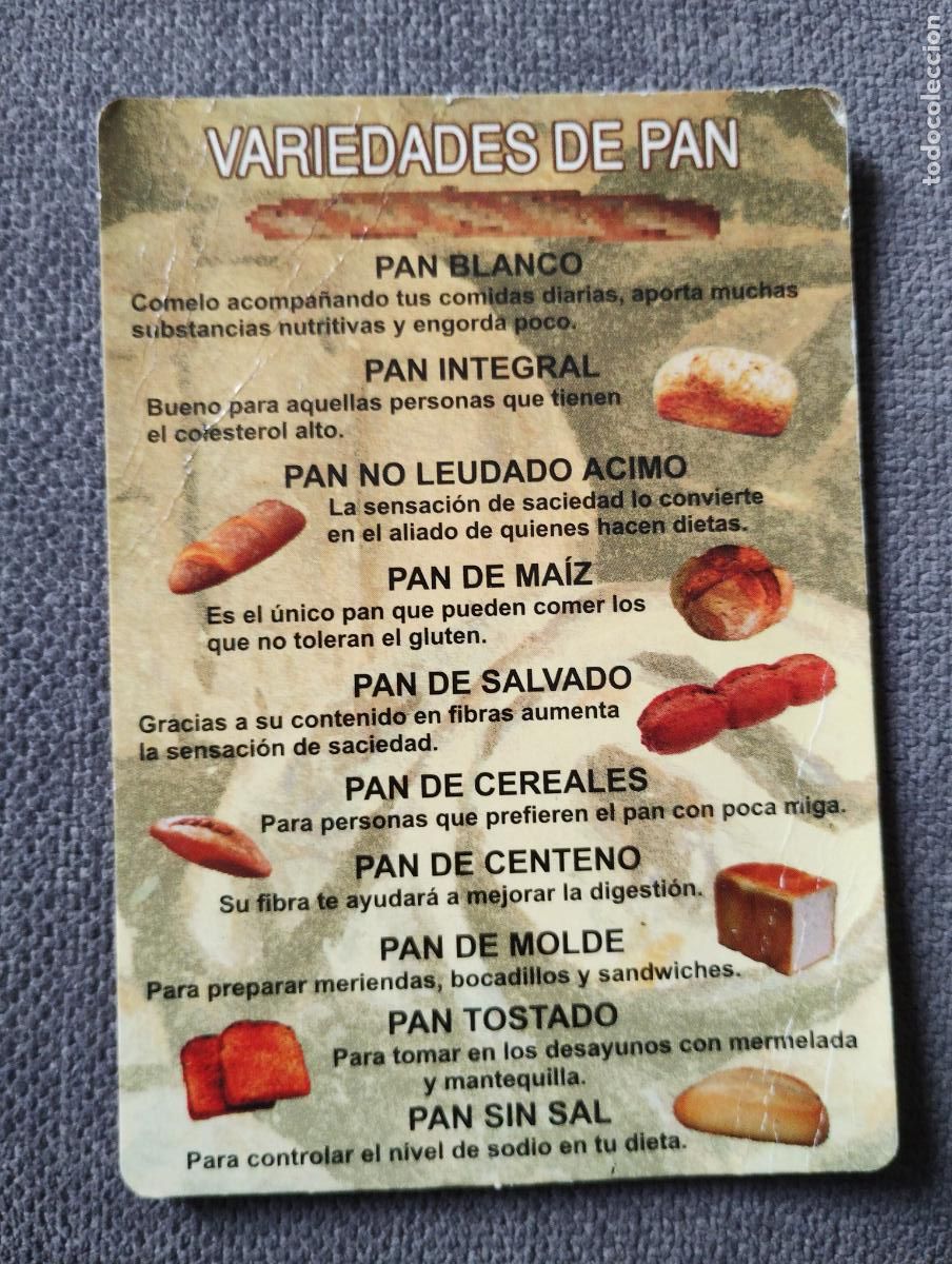 Collectables Calendars: Calendario de bolsillo 2007. Tipos de pan. Publicidad Imprenta &Uacute;beda.