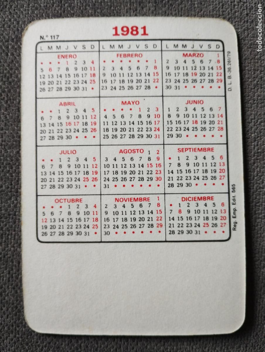 Coleccionismo calendarios: Calendario de bolsillo 1981. Bodeg&oacute;n Uvas. N&ordm;116 - Foto 2