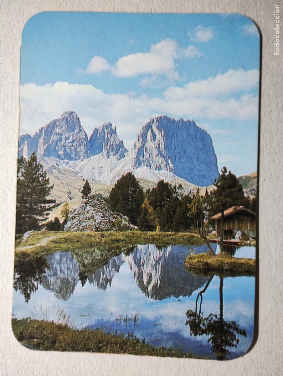 Coleccionismo calendarios: Calendario de bolsillo 1988. Paisaje con lago. Publicidad Calzados Miguel. Almer&iacute;a.