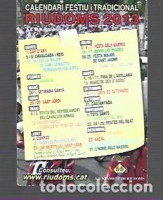 Coleccionismo Calendarios: CALENDARIO CON PUBLICIDAD DE CALENDARIO FESTIVO TRADICIONAL RIUDOMS DEL A&Ntilde;O 2010