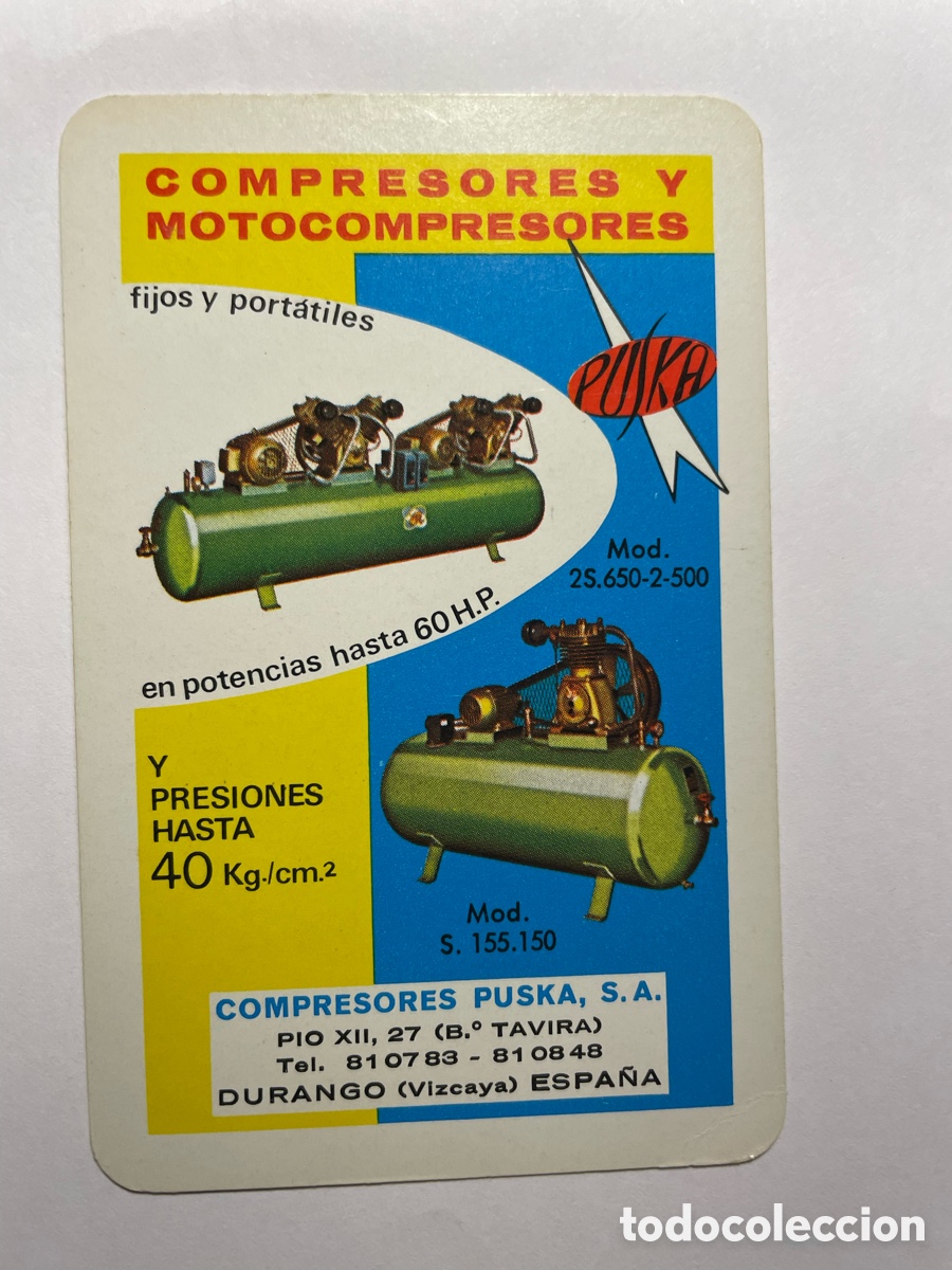 Coleccionismo Calendarios: calendario Fournier 1971, compresores Puska S A