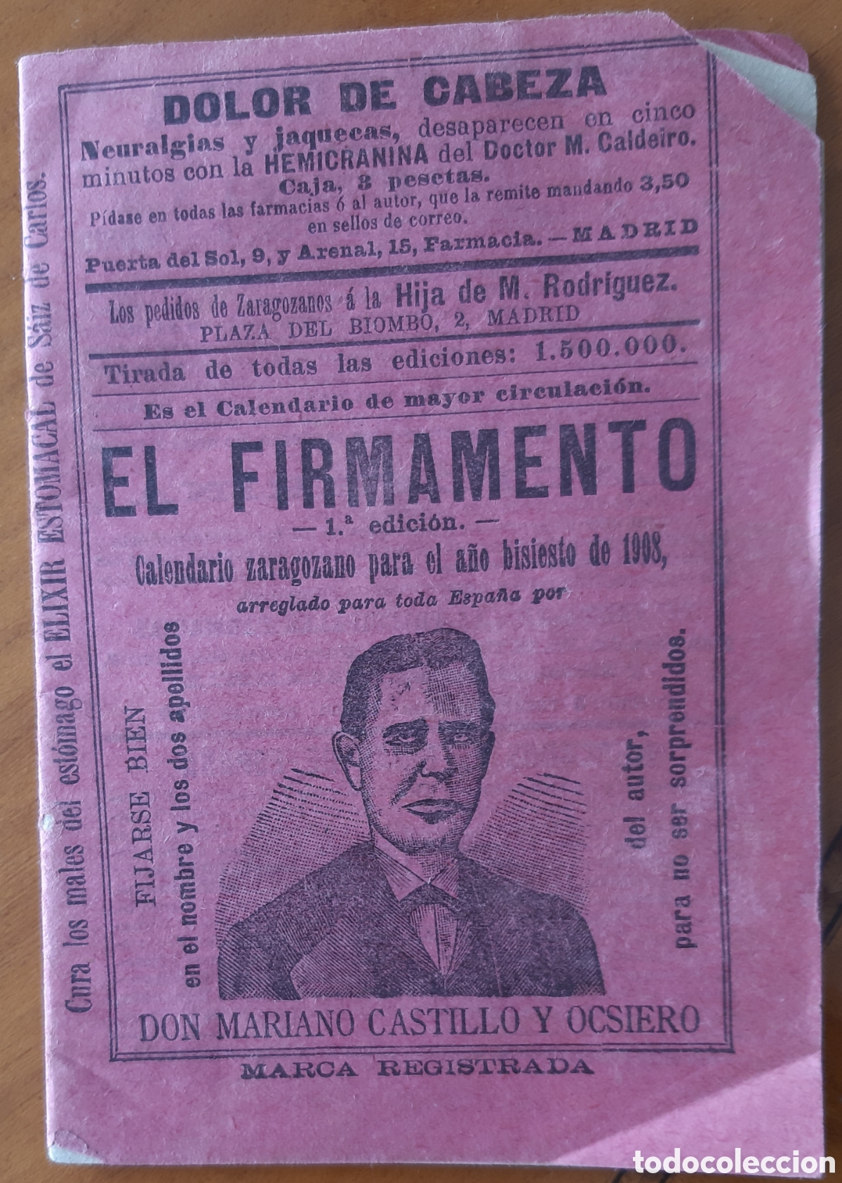 Collectionnisme Calendriers: Calendario Zaragozano 1908. Original. Zaragoza. R8090