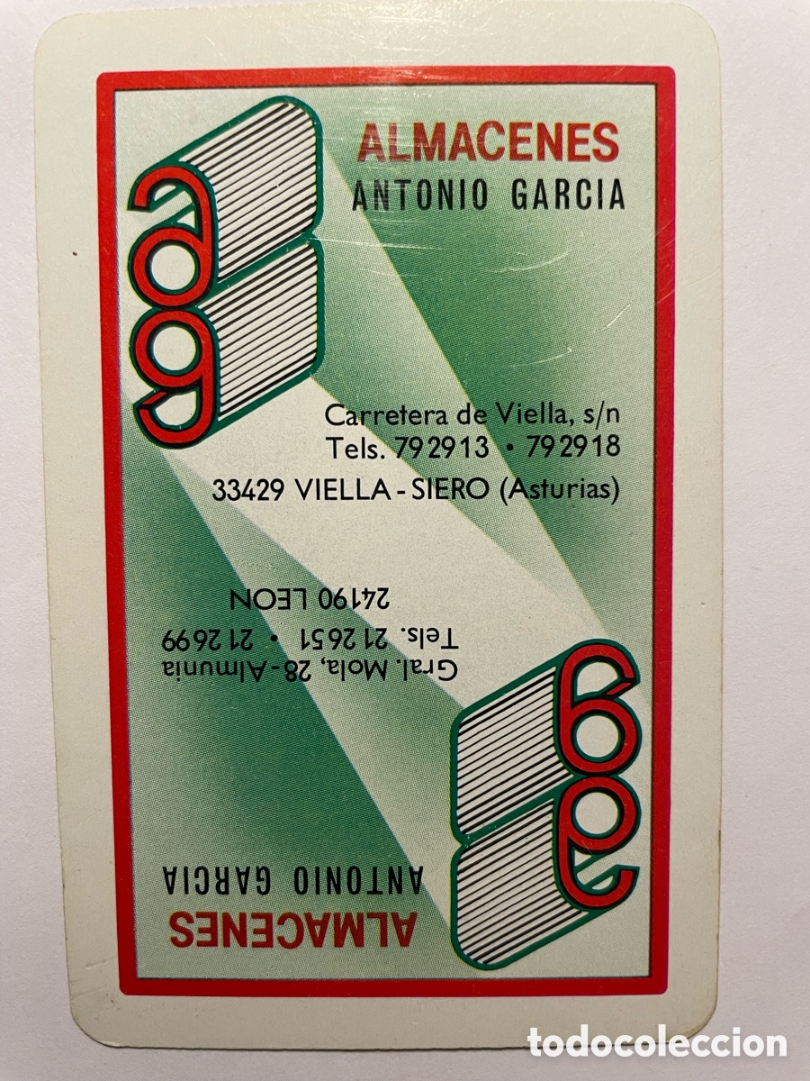 Coleccionismo Calendarios: Calendario Fournier 1989, almacenes Antonio Garc&iacute;a