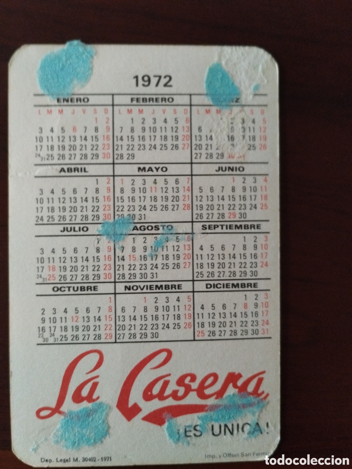 Coleccionismo calendarios: Calendario la casera a&ntilde;o 1972 - Foto 2