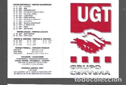 Collectionnisme Calendriers: CALENDARIO DE PUBLICIDAD DE UGT DE GRUPO DE CERVERA DEL A&Ntilde;O 2006
