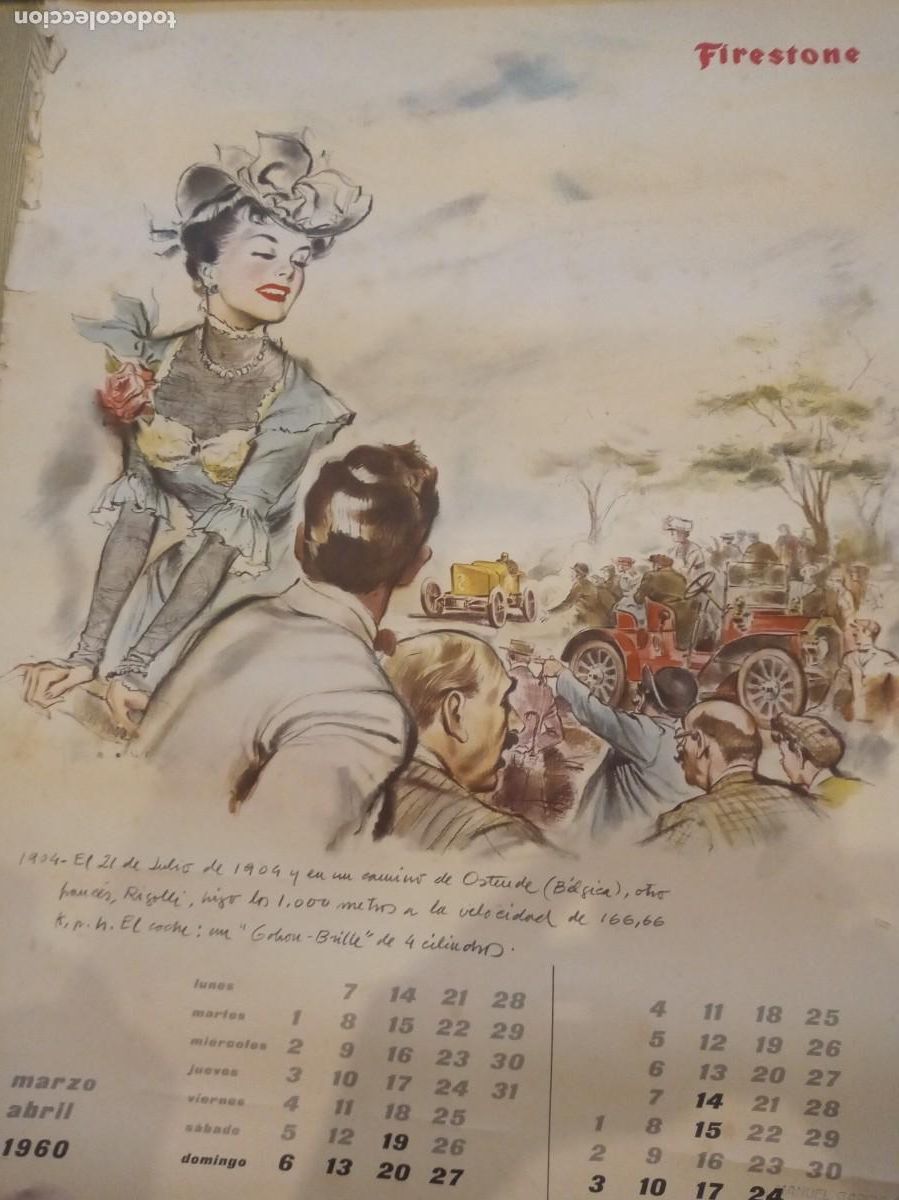 Coleccionismo calendarios: HOJA CALENDARIO ALMANAQUE FIRESTONE 1960 - Foto 4