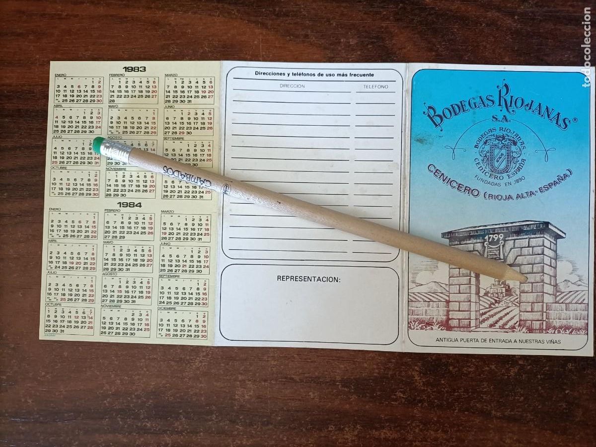 Colecionismo Calend&aacute;rios: BODEGAS RIOJANAS S.A. CENICERO. CALIFICACI&Oacute;N OFICIAL DE COSECHAS DE VINOS DE RIOJA 1920-1985