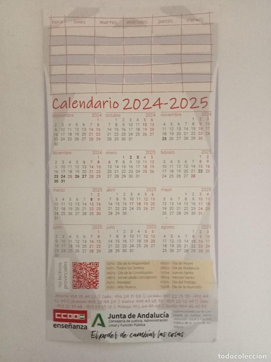 Coleccionismo calendarios: Pegatina. Calendario escolar 24-25. CCOO