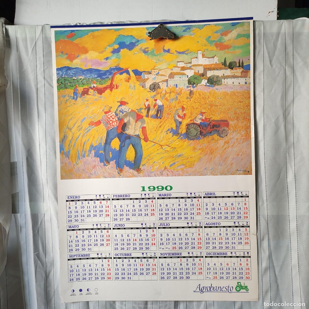 Coleccionismo Calendarios: CARTEL CALENDARIO 1990. ** AGROBANESTO ** PINTURA DE SANVICENS. 70X50 ** JUANI