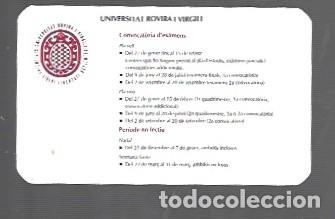 Coleccionismo Calendarios: CALENDARIO DE CON PUBLICIDAD DE UNIVERSITAT ROVIRA I VIRGILI DE CRUPOS 1996 - 1997 EN CATALAN