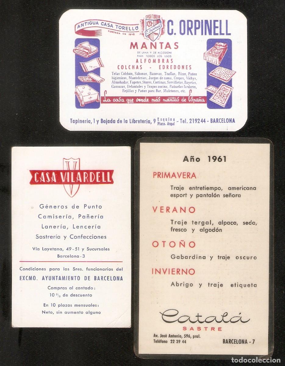 Coleccionismo Calendarios: 3 CALENDARIOS DE BOLSILLO A&Ntilde;OS 1961 - 1962 COMERCIOS DE BARCELONA - VER FOTO REVERSOS