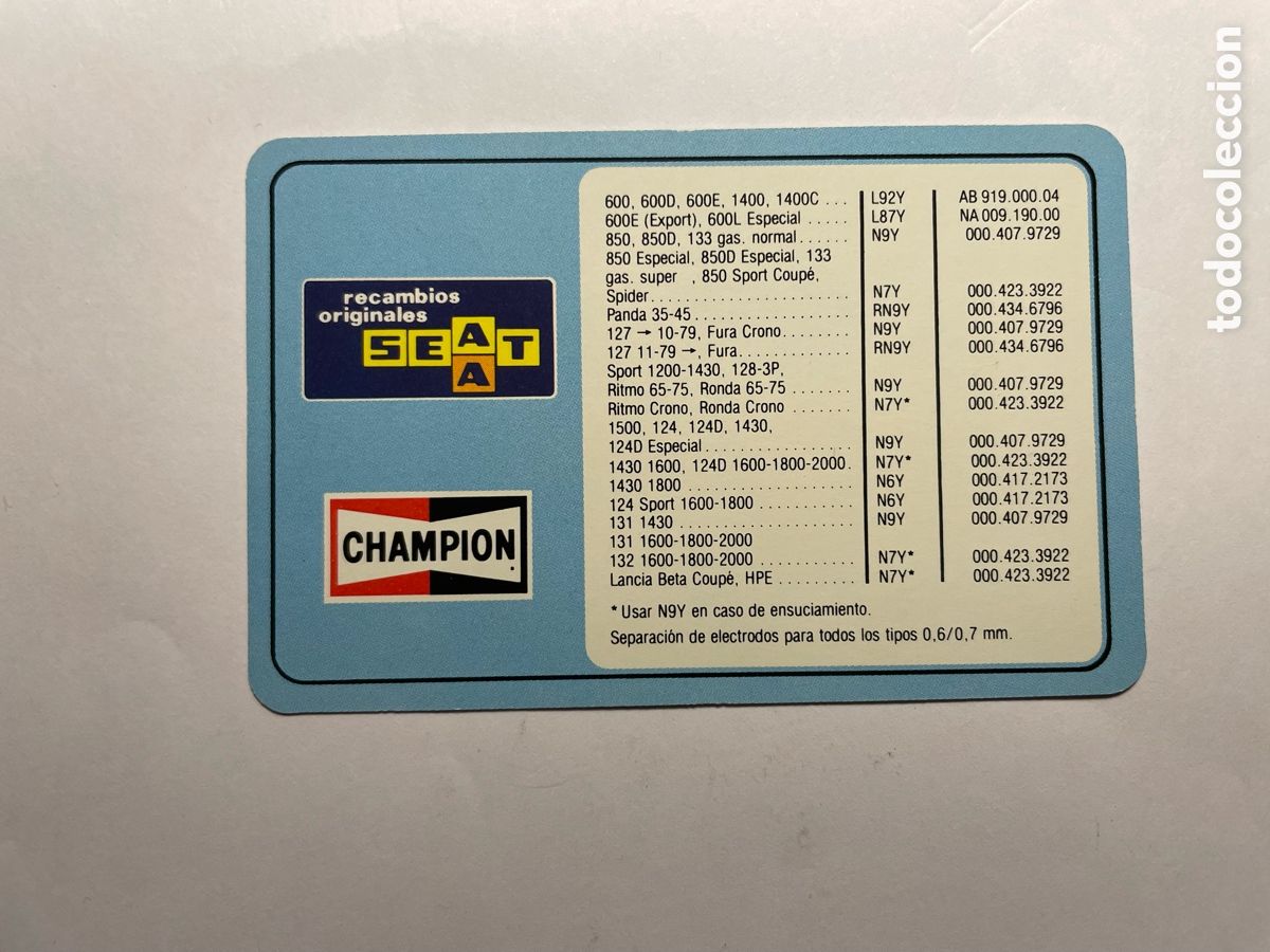 Coleccionismo calendarios: Calendario Fournier 1983, Seat/Champion