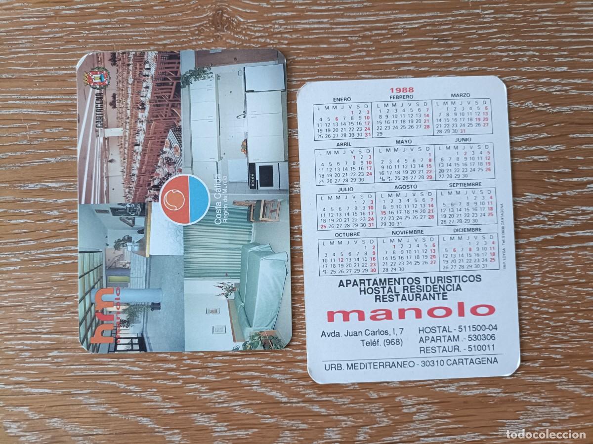 Coleccionismo Calendarios: VCK 4319 - CALENDARIO BOLSILLO - A&Ntilde;O 1988 - HOSTAL MANOLO RESTAURANTE - CARTAGENA