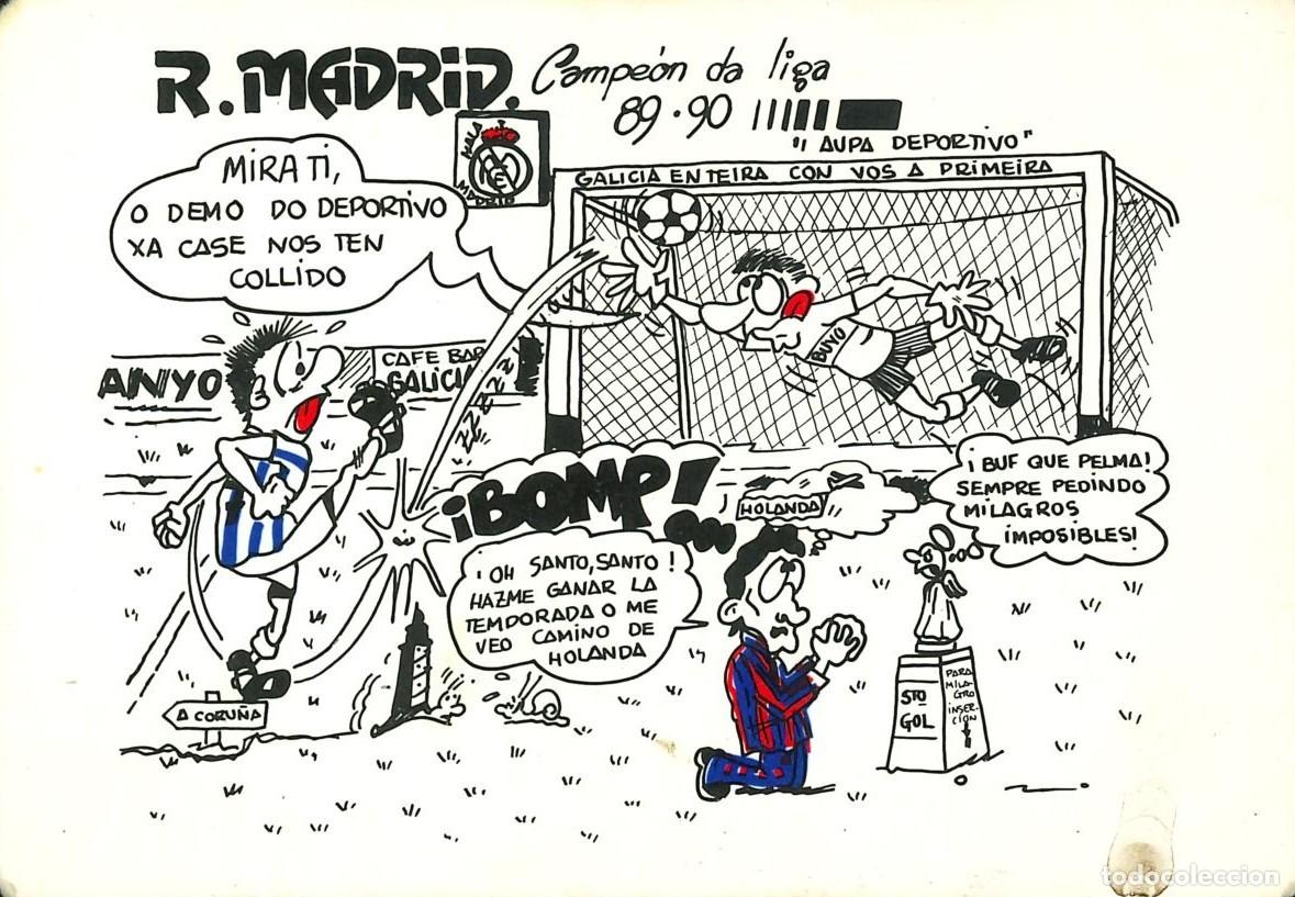 Colecionismo Calend&aacute;rios: CALENDARIO PUBLICIDAD - FUTBOL - REAL MADRID - CAMPEON LIGA 1989-1990 - CAFE BAR GALICIA - A&Ntilde;O 1991