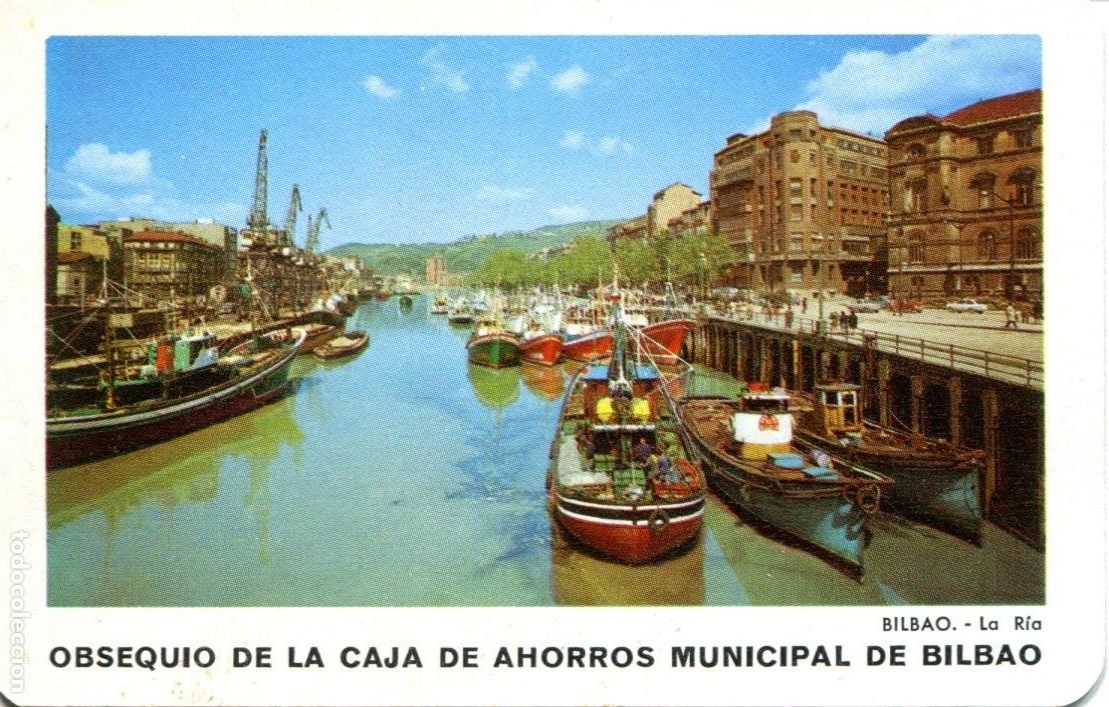 Coleccionismo calendarios: Calendario Fournier Caja de Ahorros Municipal de Bilbao 1970 La Ria de Bilbao