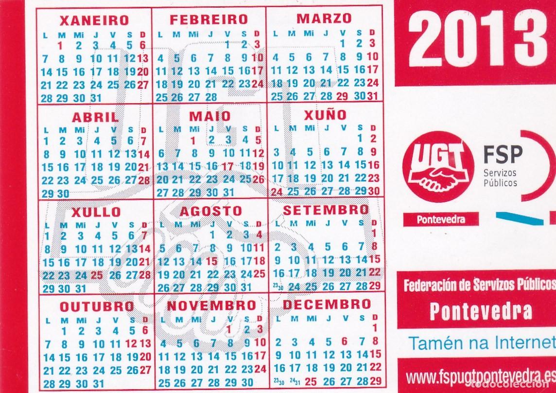 Coleccionismo Calendarios: CALENDARIO PEGATINA 2013 - SINDICATO UGT FSP SERVIZOS PUBLICOS. PONTEVEDRA
