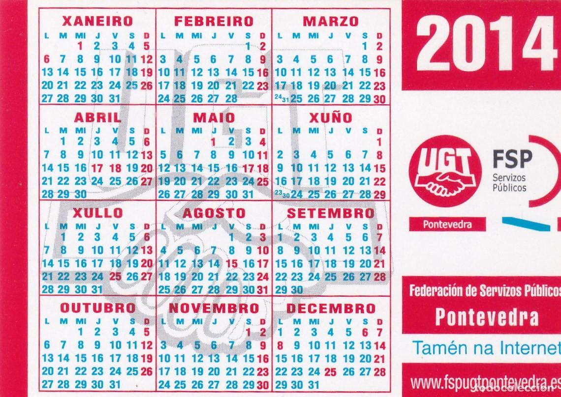 Coleccionismo Calendarios: CALENDARIO PEGATINA 2014 - SINDICATO UGT FSP SERVIZOS PUBLICOS. PONTEVEDRA