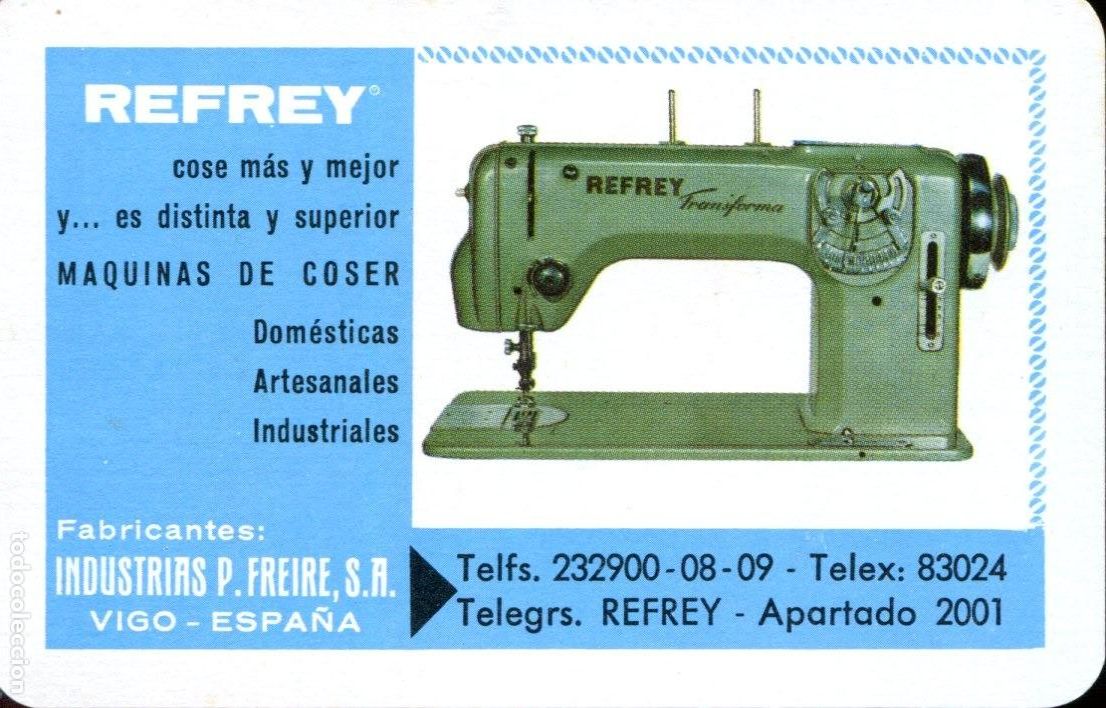 Coleccionismo calendarios: CALENDARIO REFREY - M&Aacute;QUINAS DE COSER - FOURNIER - 1972