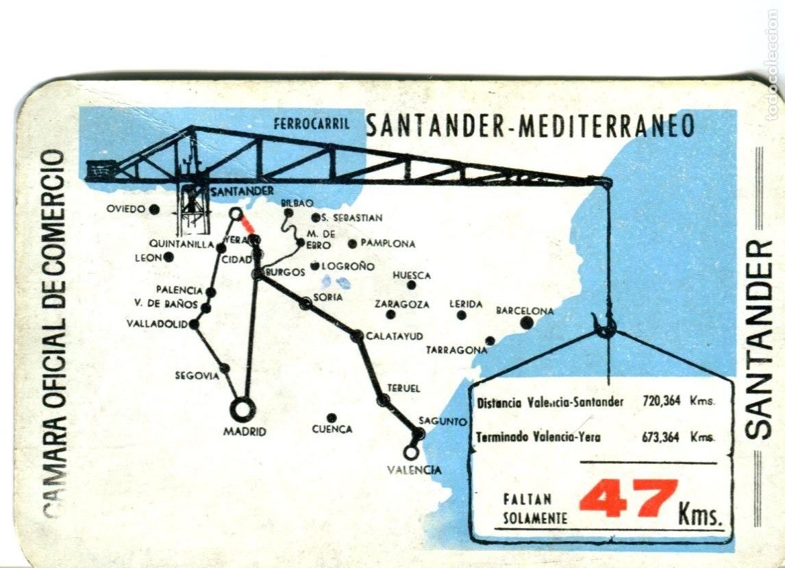 Coleccionismo calendarios: CALENDARIO PUBLICITARIO (FERROCARRIL) CAMARA DE COMERCIO SANTANDER A&Ntilde;O 1965 - VER FOTO ADICIONAL
