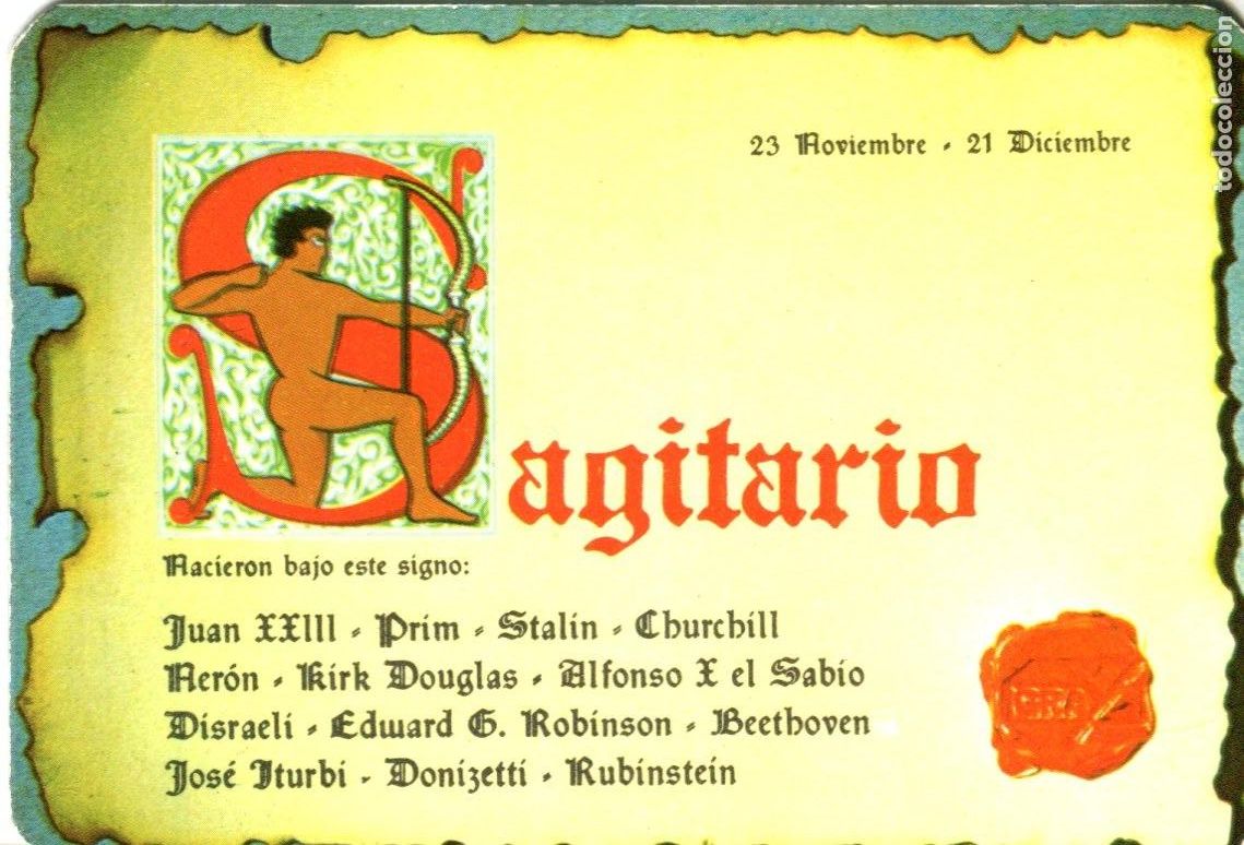Coleccionismo calendarios: CALENDARIO HOROSCOPO ZODIACO SAGITARIO A&Ntilde;O 1975