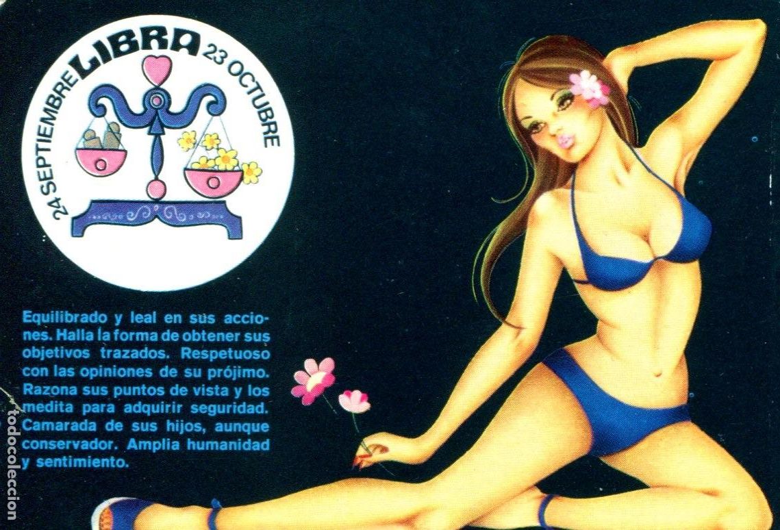 Coleccionismo calendarios: CALENDARIO HOROSCOPO ZODIACO LIBRA A&Ntilde;O 1975 CHICA
