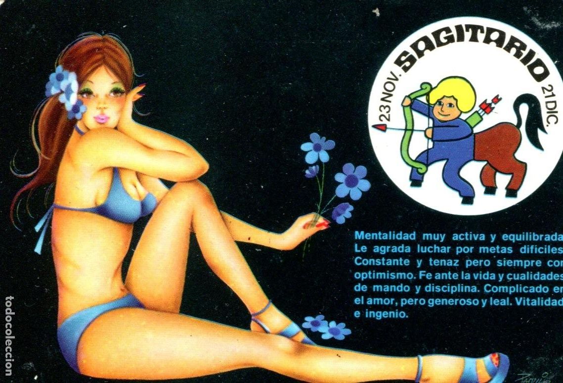 Coleccionismo calendarios: CALENDARIO HOROSCOPO ZODIACO SAGITARIO A&Ntilde;O 1975 CHICA