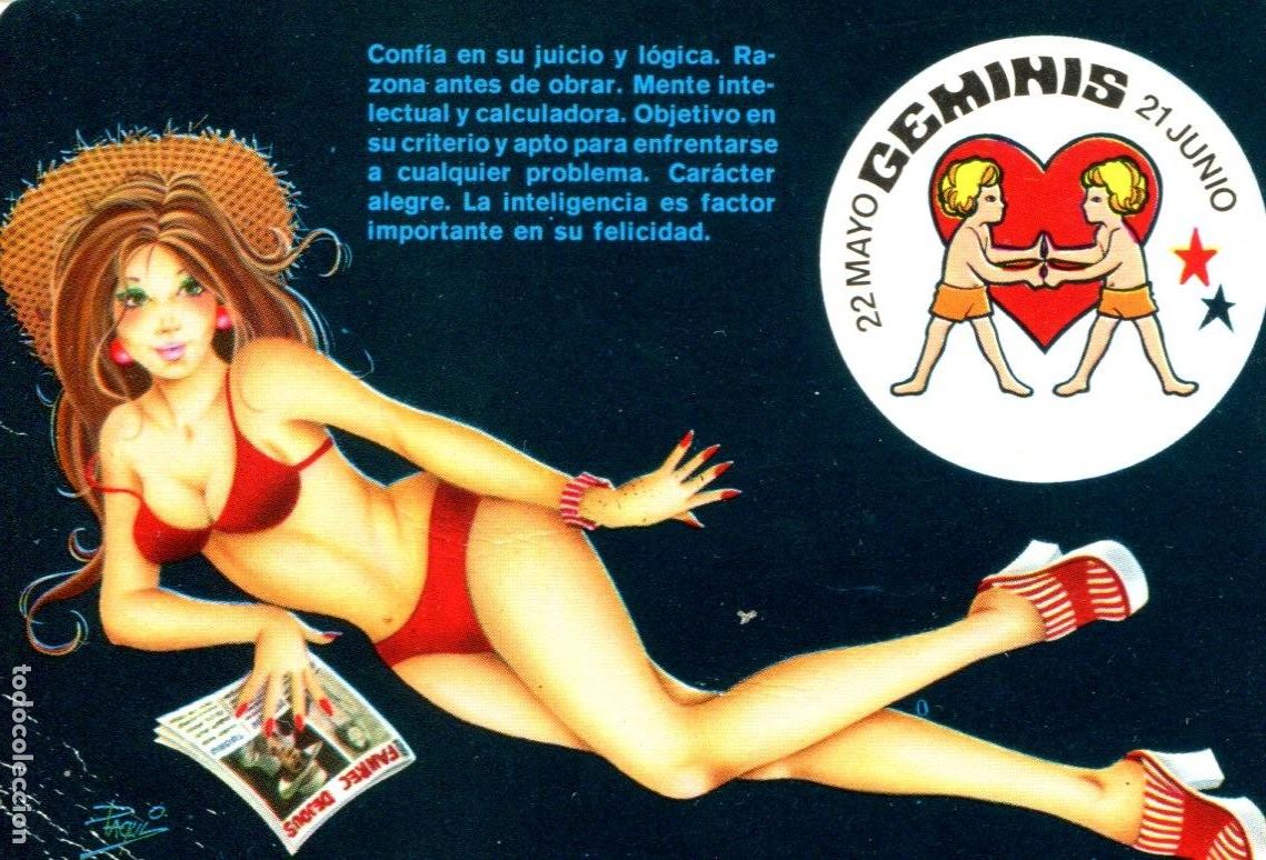 Coleccionismo calendarios: CALENDARIO HOROSCOPO ZODIACO GEMINIS A&Ntilde;O 1975 CHICA