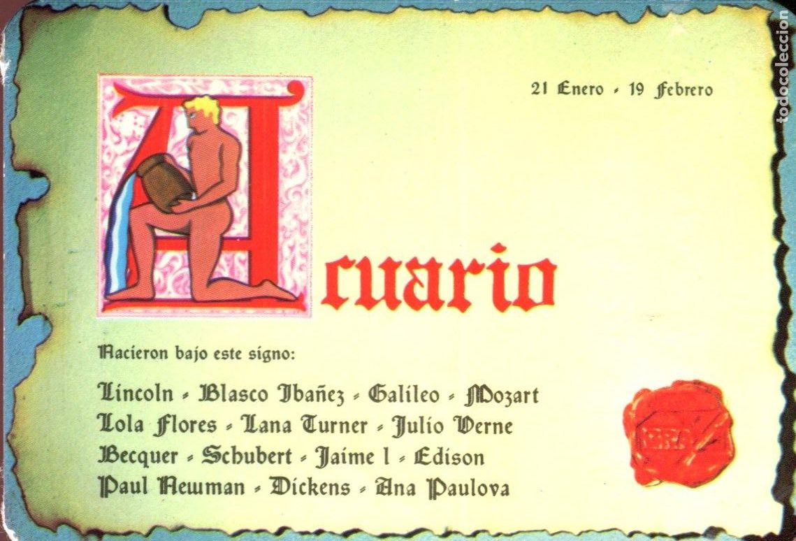 Coleccionismo calendarios: CALENDARIO HOROSCOPO ZODIACO ACUARIO A&Ntilde;O 1977
