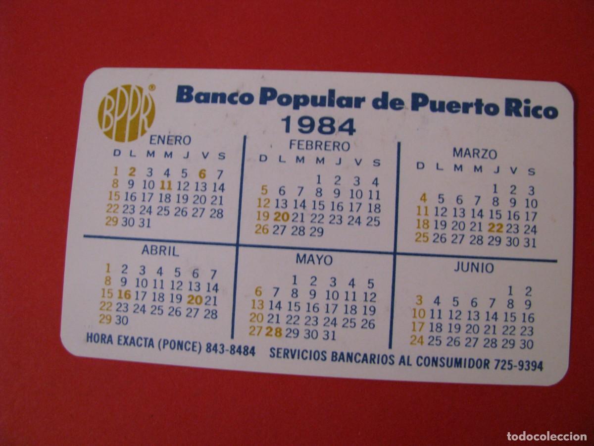 Colecionismo Calend&aacute;rios: CALENDARIO DE BOLSILLO. BPPR. BANCO POPULAR DE PUERTO RICO, 1984