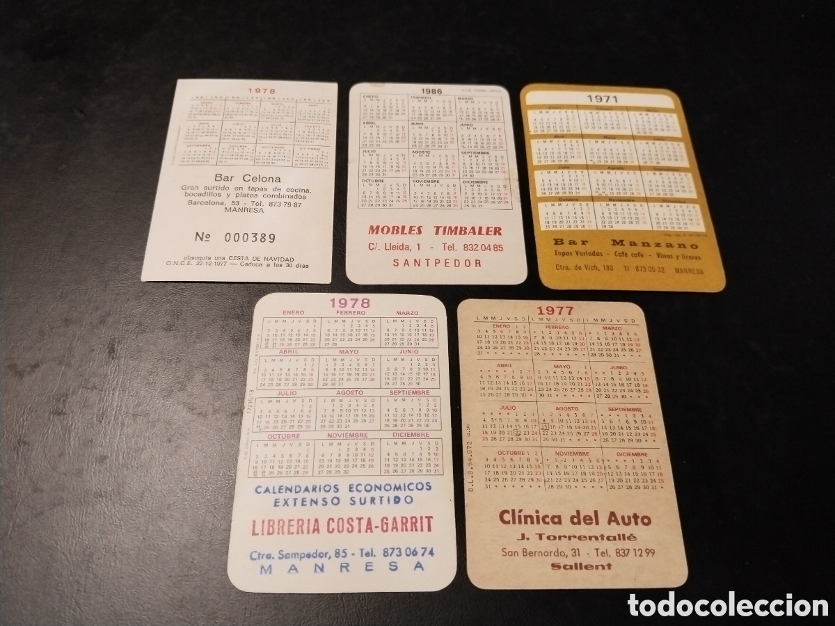 Collectionnisme Calendriers: Lote de 5 Calendarios Er&oacute;ticos. A&ntilde;os 1971, 1977, 1978(2), 1986