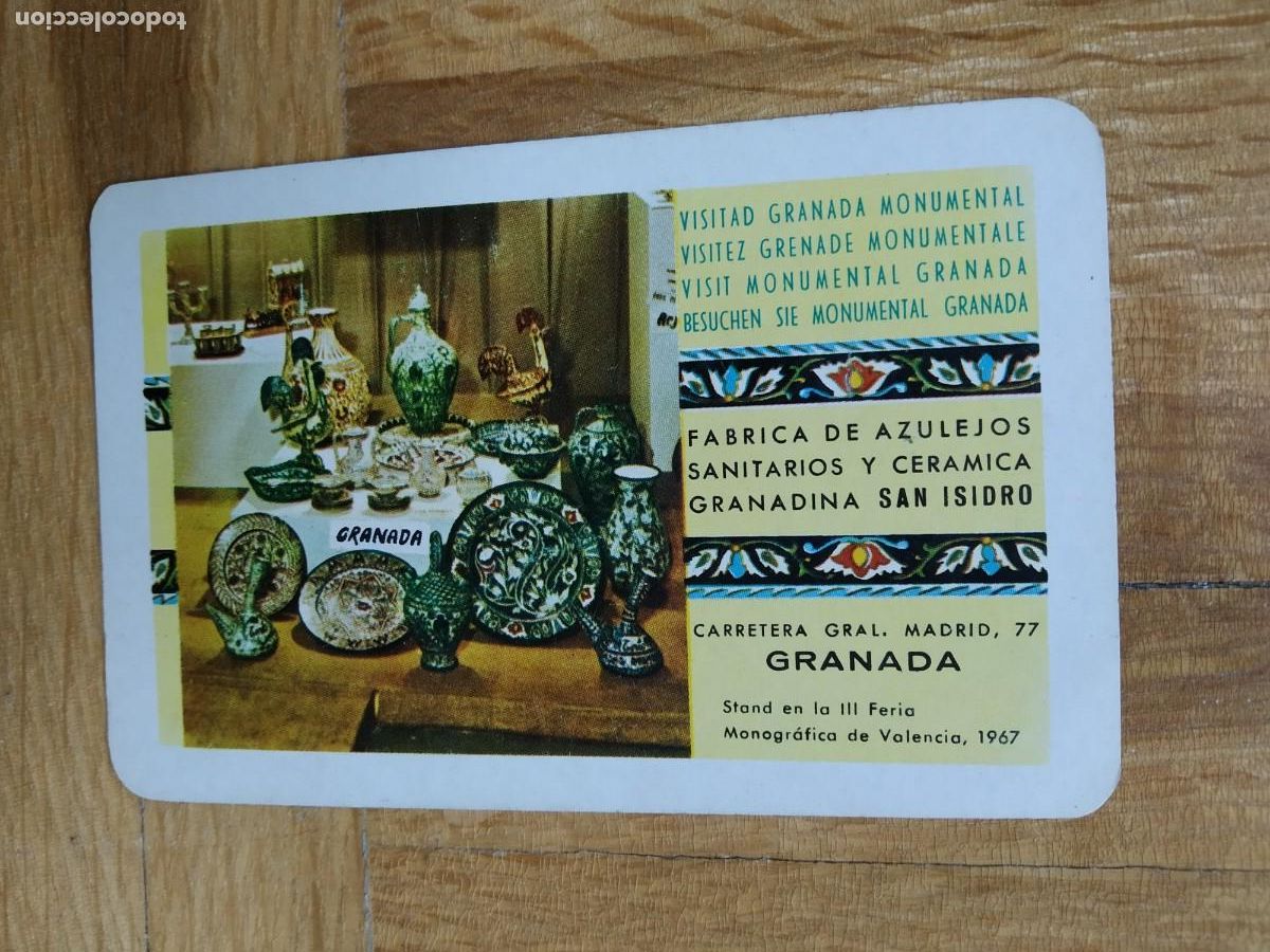 Colecionismo Calend&aacute;rios: CALENDARIO FOURNIER FABRICA DE AZULEJOS SANITARIOS Y CERAMICA GRANADINA SAN ISIDRO A&Ntilde;O 1968 VER FOTO