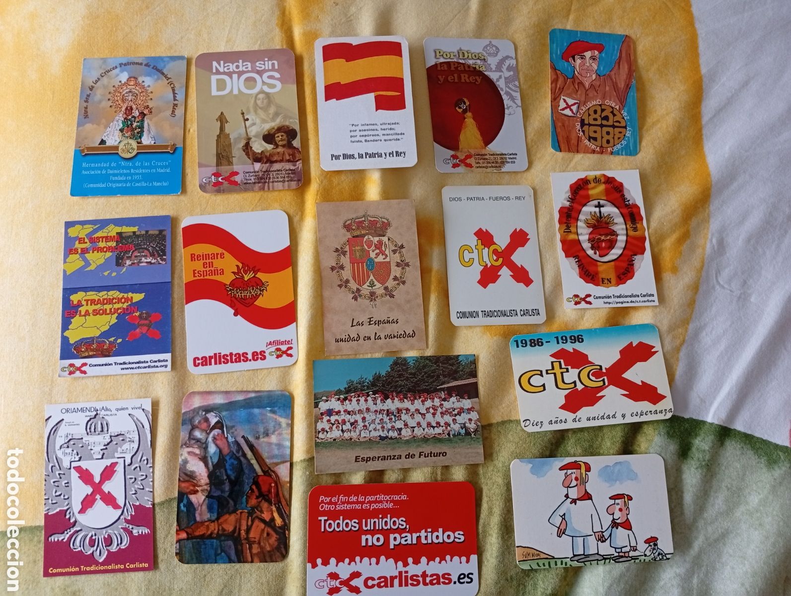 Coleccionismo Calendarios: Lote 16 calendarios pol&iacute;ticos transici&oacute;n comuni&oacute;n tradicionalista.ctc.requete.dios.patria.rey.falang